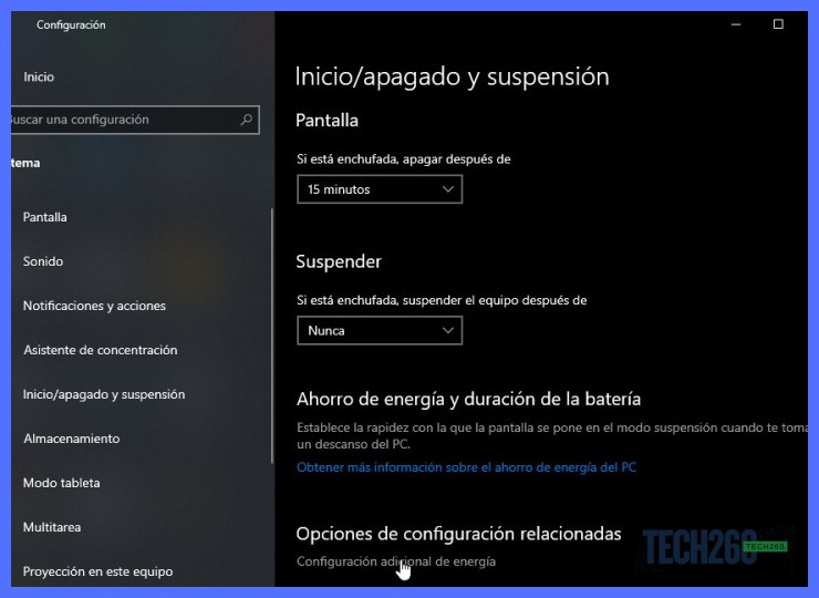 Configurar el plan de energía para rendimiento eficiente
