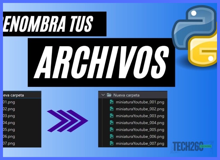 Script para renombrar archivos en lote con os y shutil